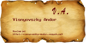Visnyovszky Andor névjegykártya